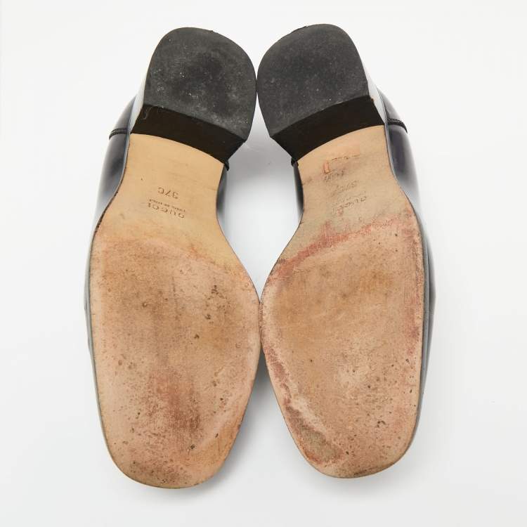 Pre Owned Gucci Black Leather Horsebit Loafer Pumps Size 37