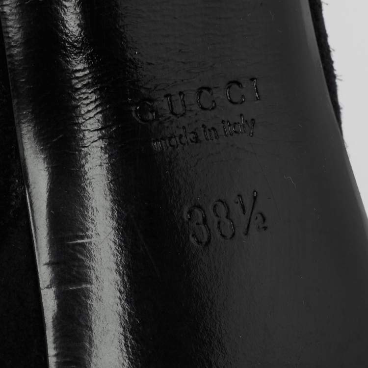 Pre Owned Gucci Black Suede Platform Over the Knee Boots Size 38.5 