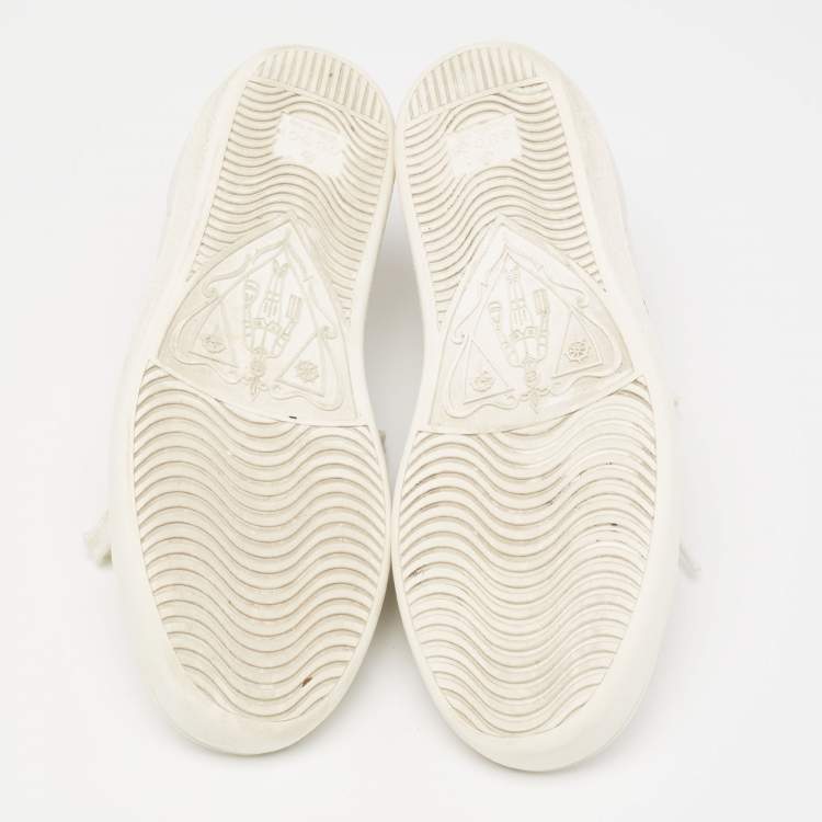 ممل�وكة مسبقًا Gucci White  Leather And Python Embossed Ace Sneakers Size 35