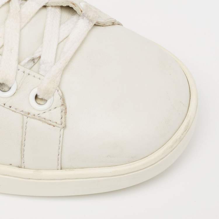 مملوكة مسبقًا Gucci White  Leather And Python Embossed Ace Sneakers Size 35