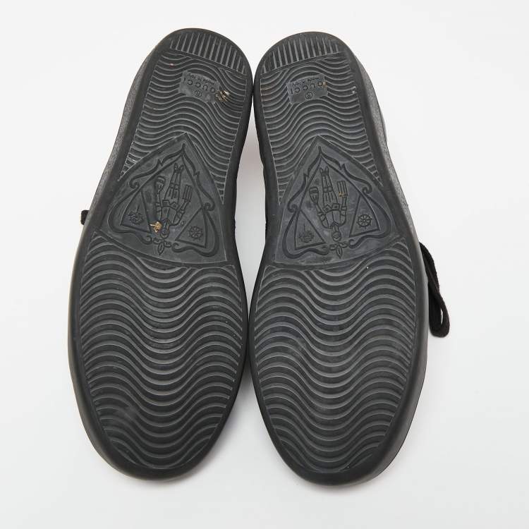 مملوكة مسبقًا Gucci Black Leather And Python Embossed Leather  Web Ace  Sneakers  Size 39