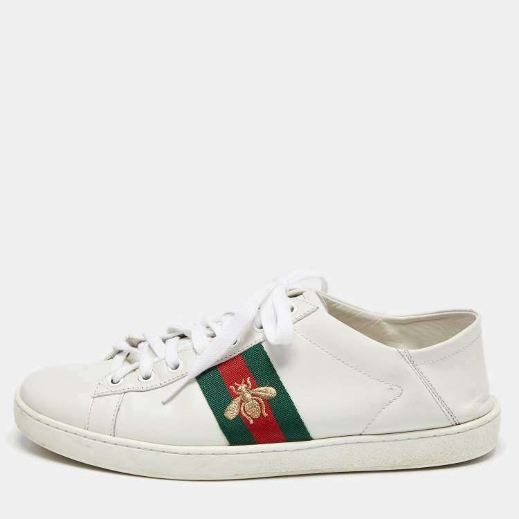 Gucci White Leather Web Ace Lace Up Sneakers Size 39 Gucci | The Luxury ...