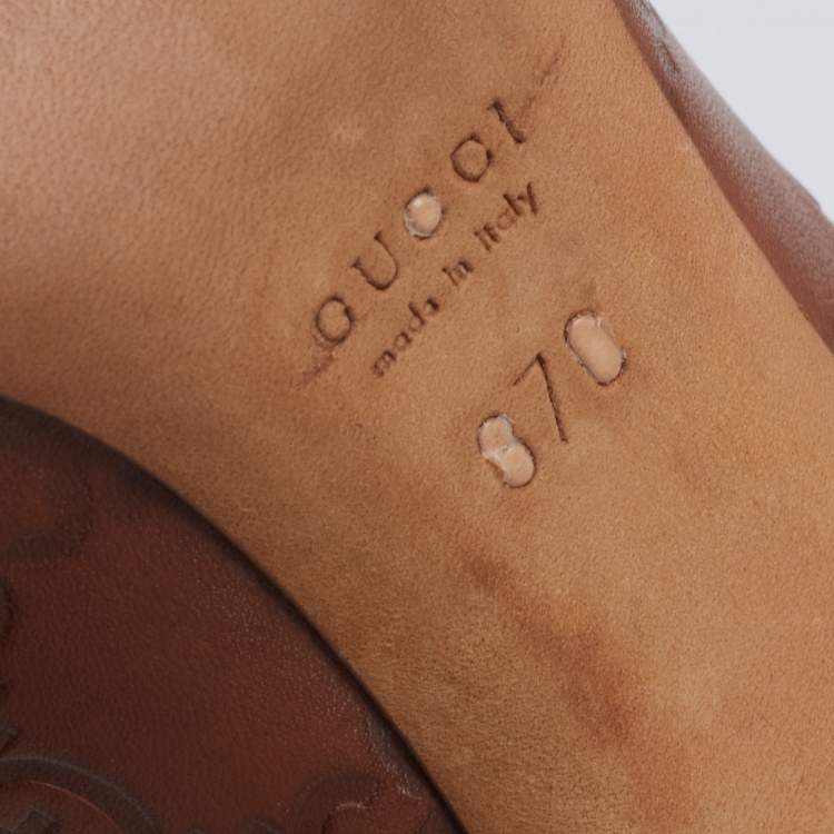 Pre Owned Gucci Brown Guccissima Leather Horsebit Peep-Toe Pumps Size 37