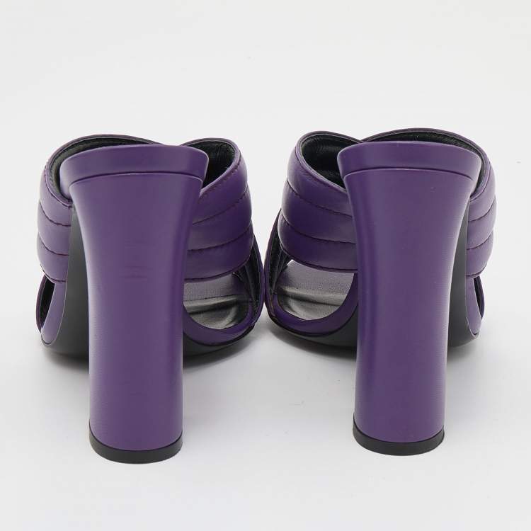 Pre Owned Gucci Purple Leather Crisscross Sandals Size 39