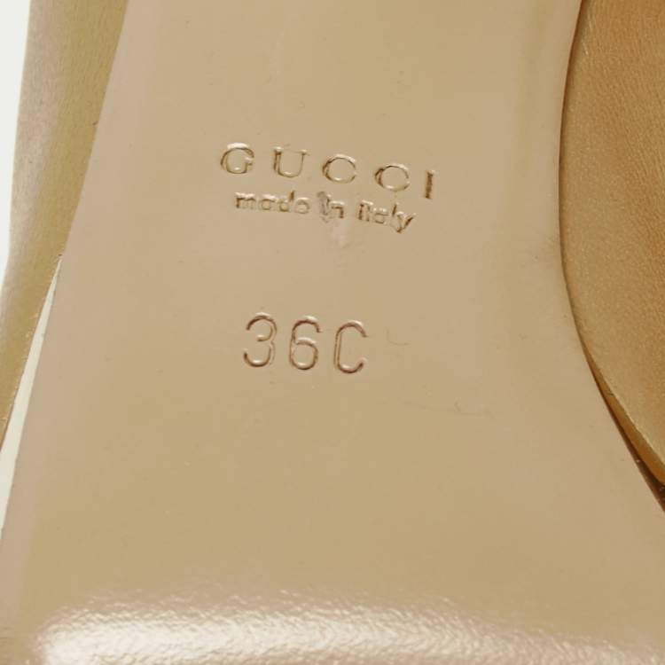Pre Owned Gucci Beige Leather Platform Ankle Boots Size 36
