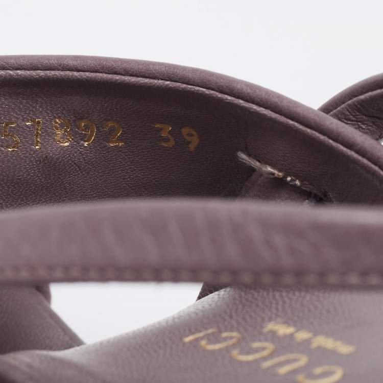 Pre Owned Gucci Grey Leather Platform Slingback Sandals Size 39