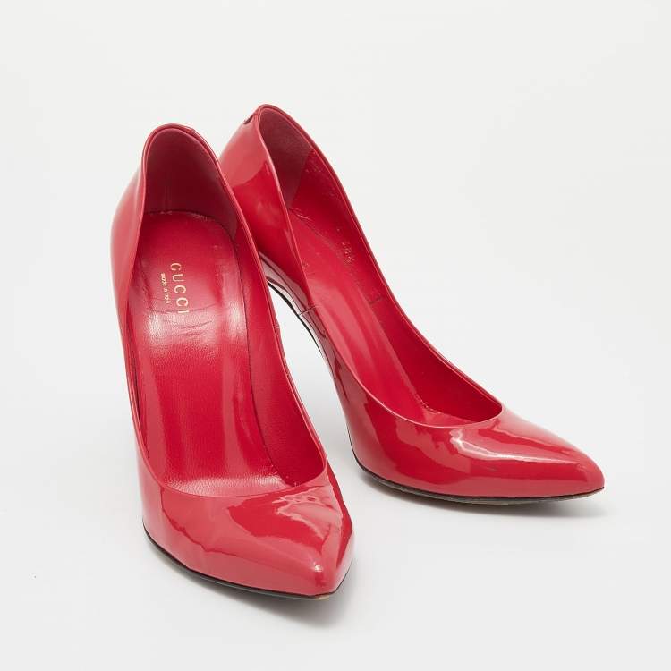 Pre Owned Gucci Pink Patent Leather Pointed Toe Pumps Size 38.5