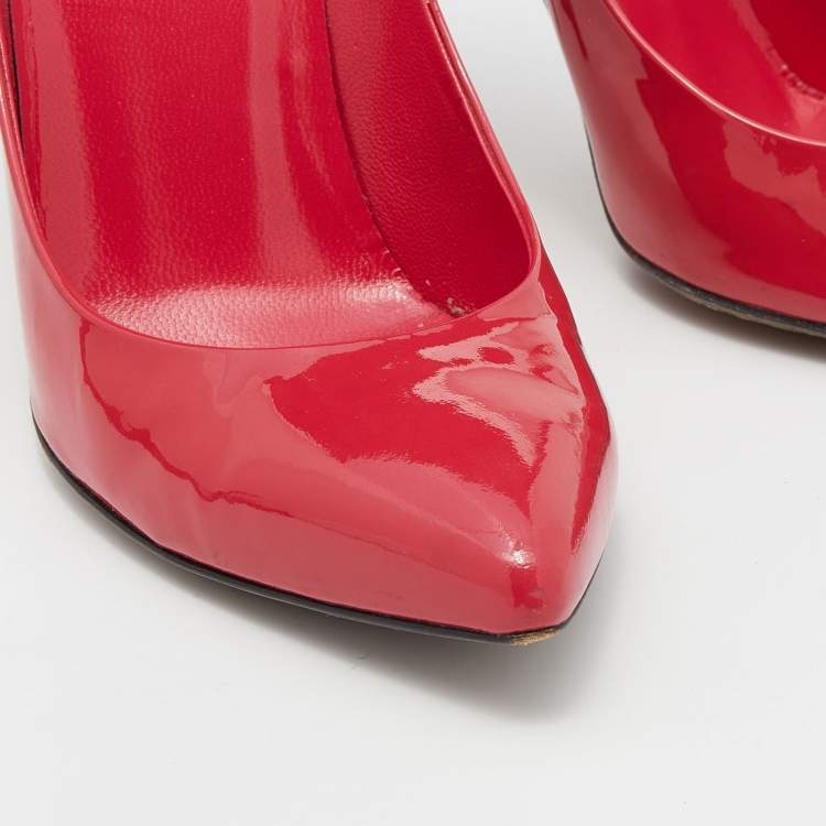 Pre Owned Gucci Pink Patent Leather Pointed Toe Pumps Size 38.5
