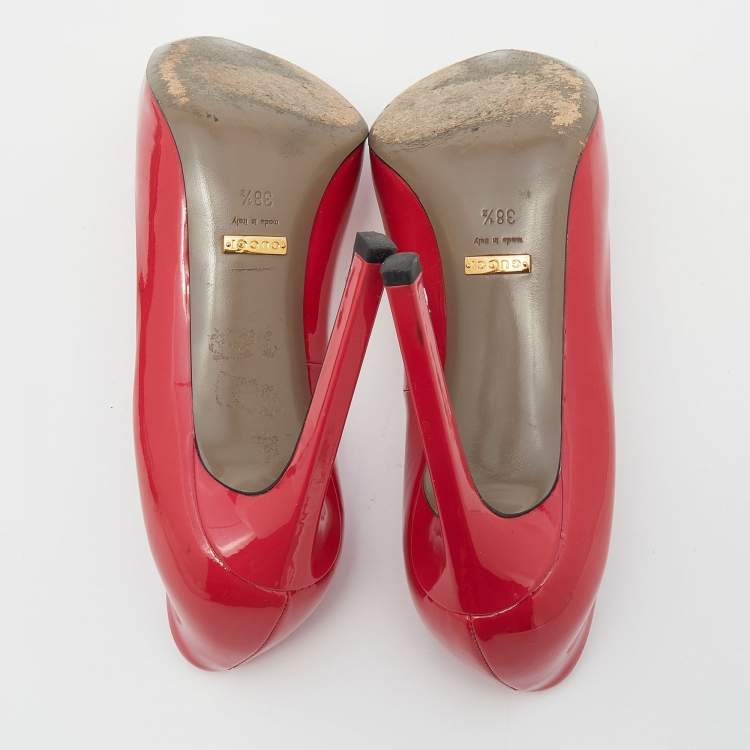 Pre Owned Gucci Pink Patent Leather Pointed Toe Pumps Size 38.5