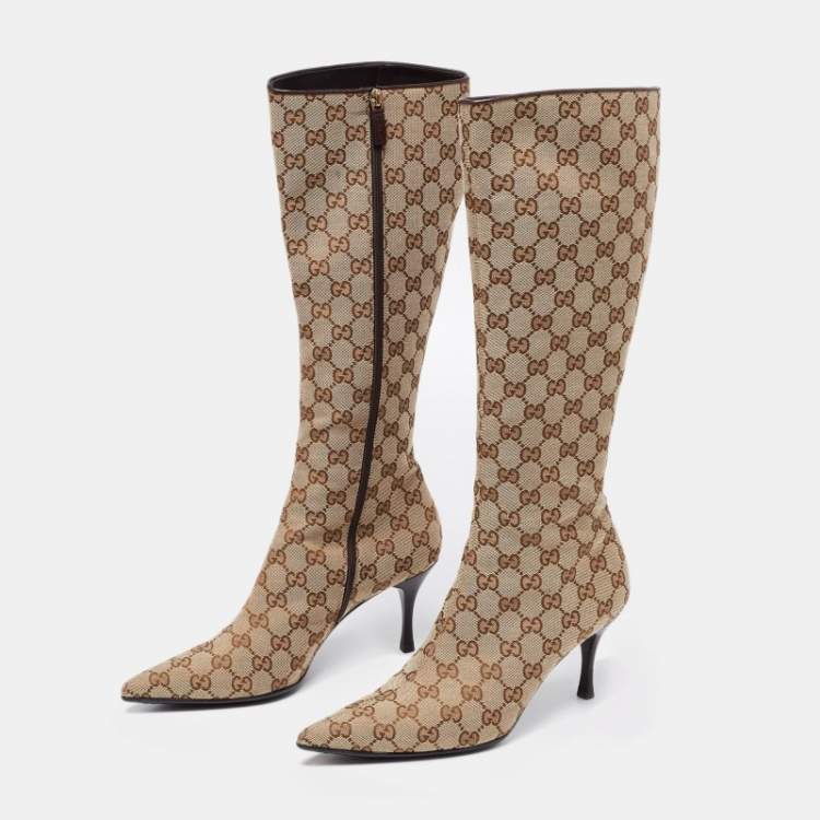 Gucci Babouska Studded Heel Knee High Boots