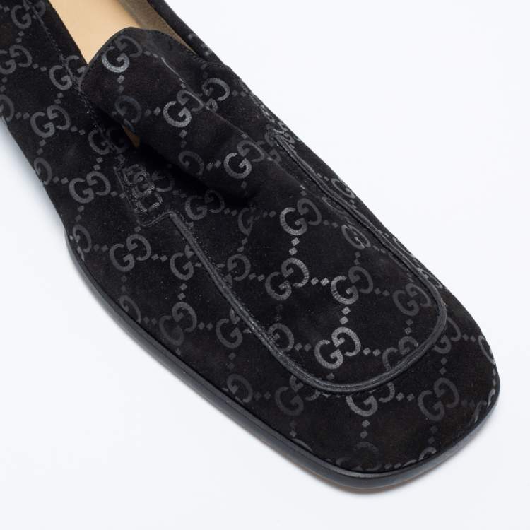 مملوكة مسبقًا Gucci Black GG Suede Slip On Loafers Size 39.5