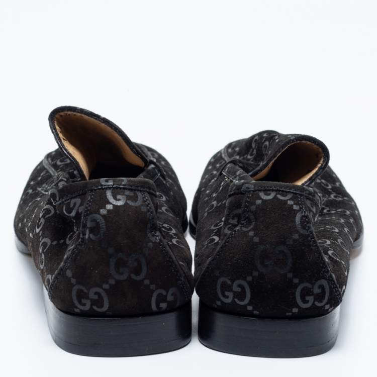 مملوكة مسبقًا Gucci Black GG Suede Slip On Loafers Size 39.5