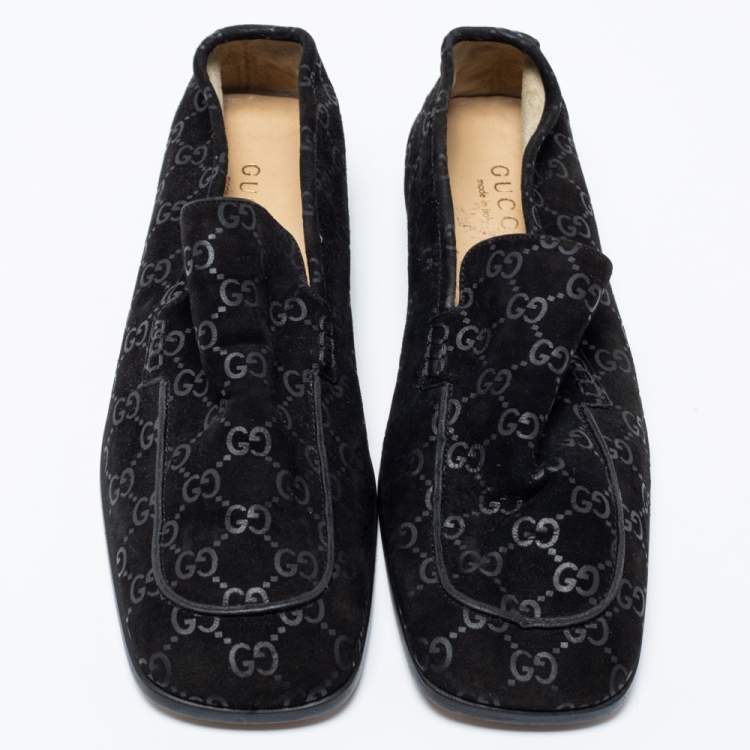 مملوكة مسبقًا Gucci Black GG Suede Slip On Loafers Size 39.5