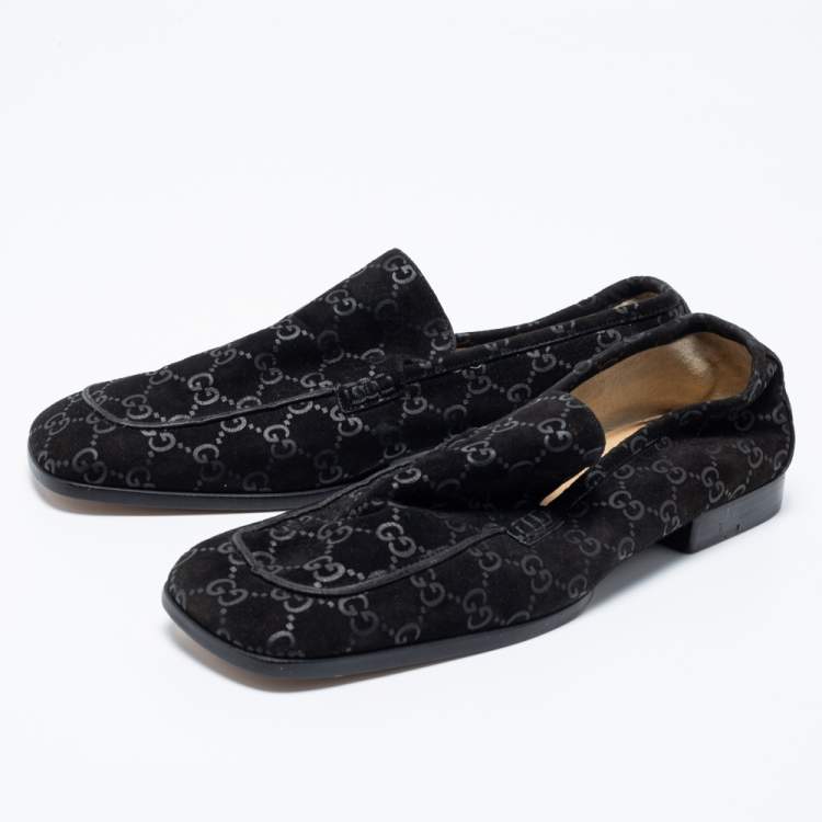 مملوكة مسبقًا Gucci Black GG Suede Slip On Loafers Size 39.5