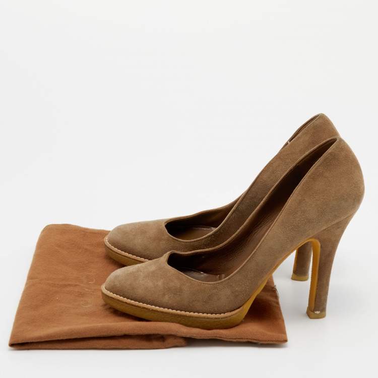 Pre Owned Gucci Tortilla Brown Suede Pumps Size 36.5