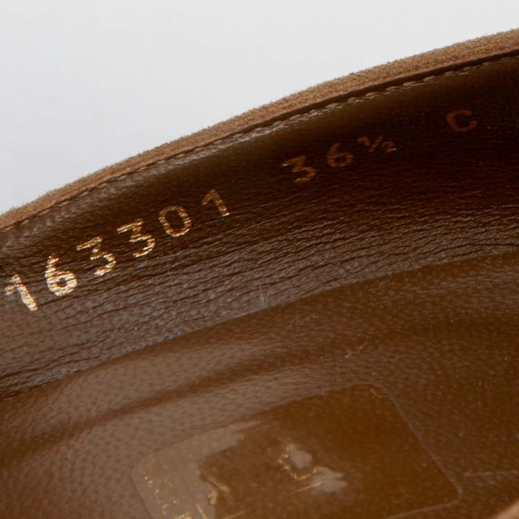 Pre Owned Gucci Tortilla Brown Suede Pumps Size 36.5