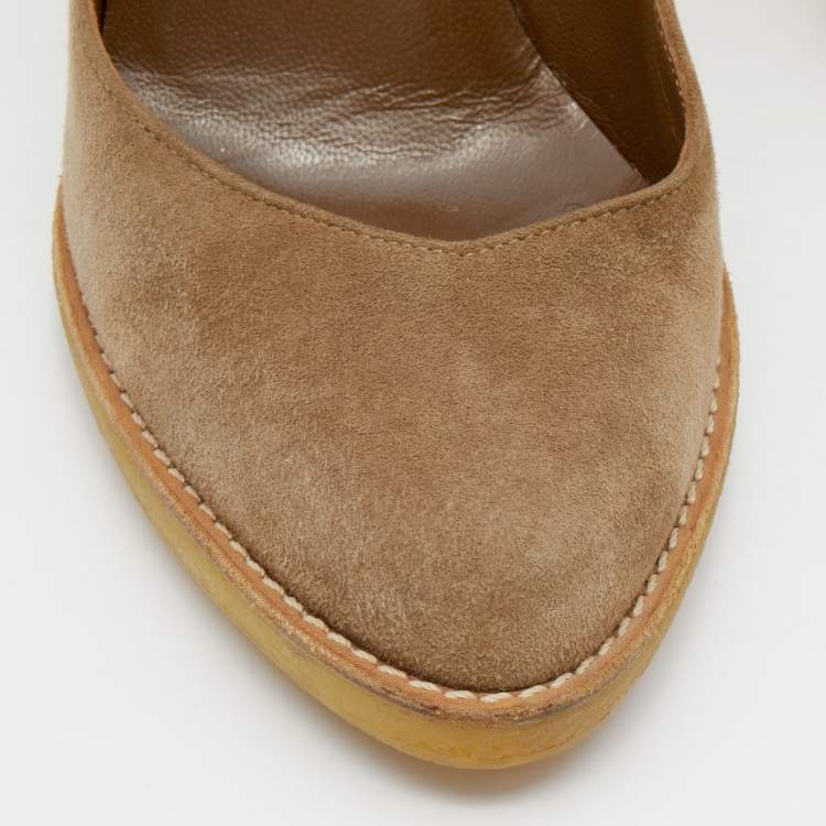Pre Owned Gucci Tortilla Brown Suede Pumps Size 36.5