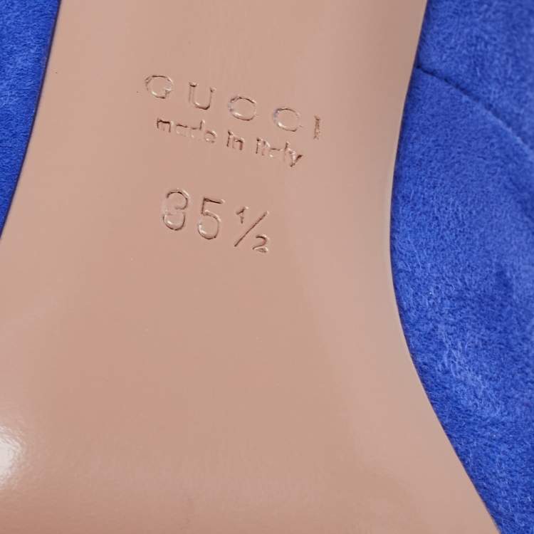 Pre Owned Gucci Blue Suede Pointed Toe Pumps Size 35.5