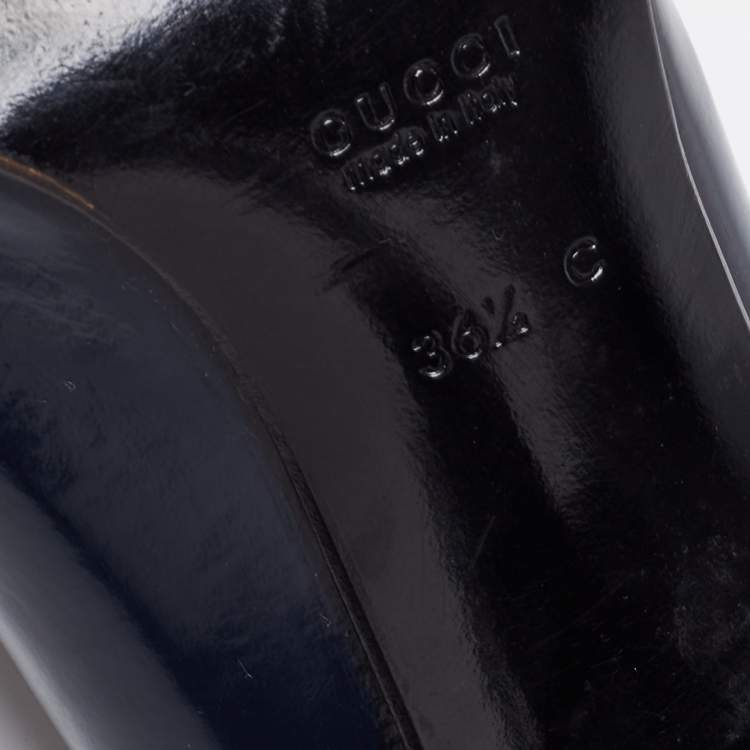 Pre Owned Gucci Midnight Blue Patent Leather Square-Toe Pumps Size 36.5