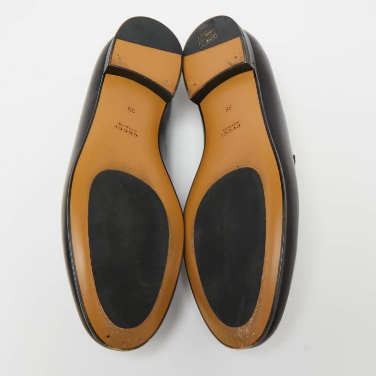 Pre Owned Gucci Black Leather Horsebit Jordaan Loafers Size 39