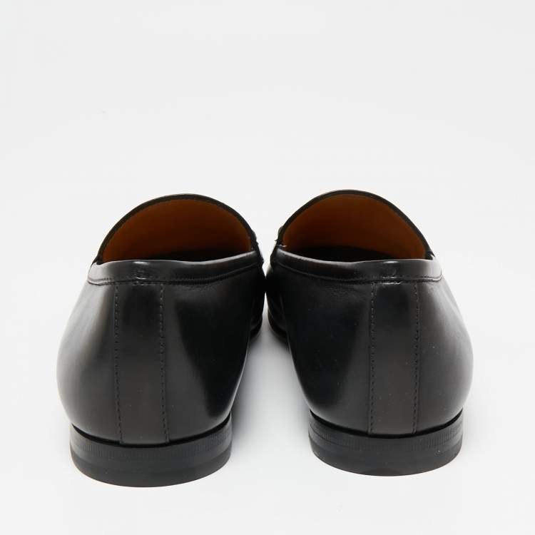 Pre Owned Gucci Black Leather Horsebit Jordaan Loafers Size 39