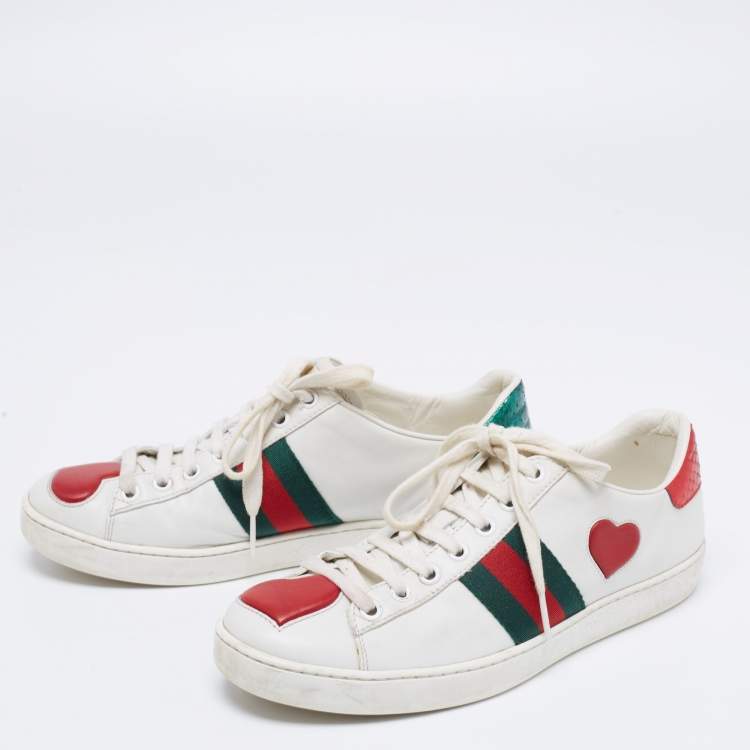Gucci White And Python Embossed Leather Web Ace Sneakers 37 Gucci | TLC
