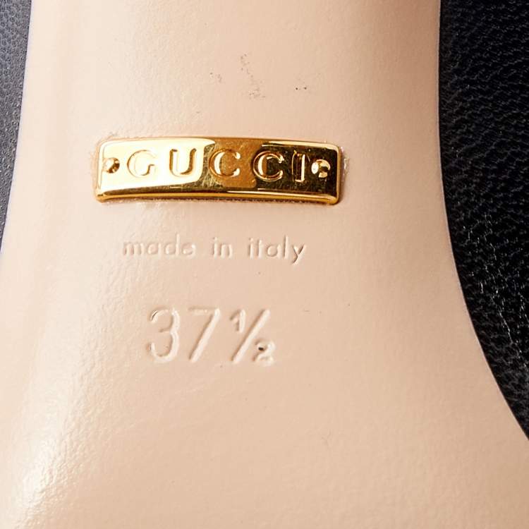 Pre Owned Gucci Black Leather Molina Lips Peep Toe Pumps Size 37.5