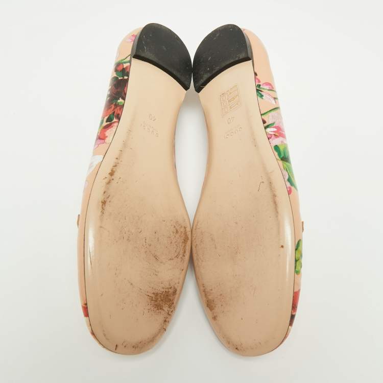 Pre Owned Gucci Multicolor Floral Print Leather Blooms Ballet Flats Size Size 40