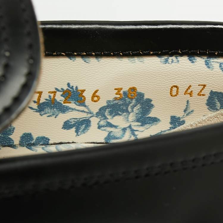 Pre Owned Gucci Black  Leather Harald Horsebit Platform Loafers Size 38