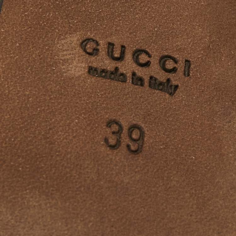 Pre Owned Gucci Brown Leather 'Inga' T-Strap Sandals Size 39
