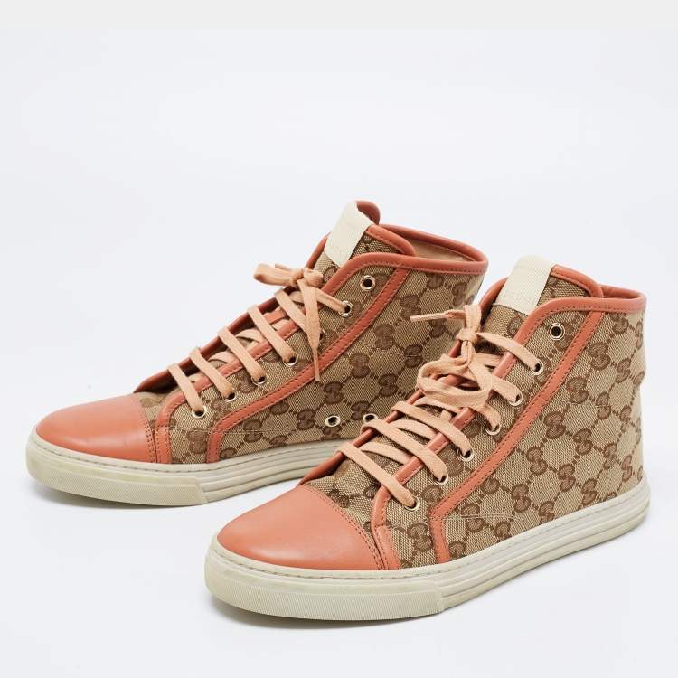 Gucci Beige/Brown GG Supreme Canvas And Leather High Top Sneakers Size 39  Gucci | TLC