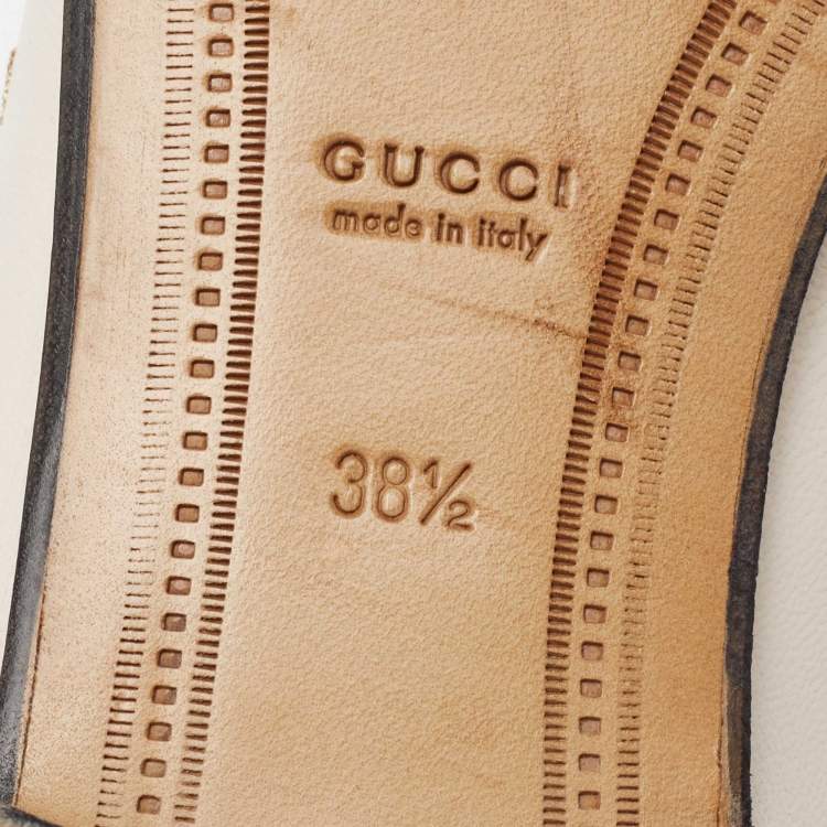 Pre Owned Gucci White Bee & Star Embroidered Leather Jordaan Loafers Size 38.5