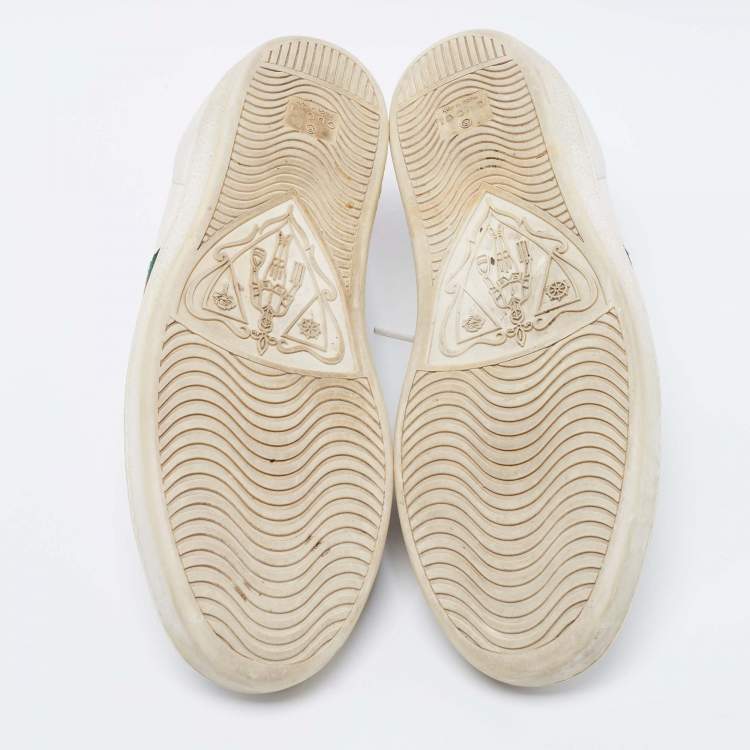 Pre Owned Gucci White Leather And Python Embossed Web Ace Sneakers Size 41