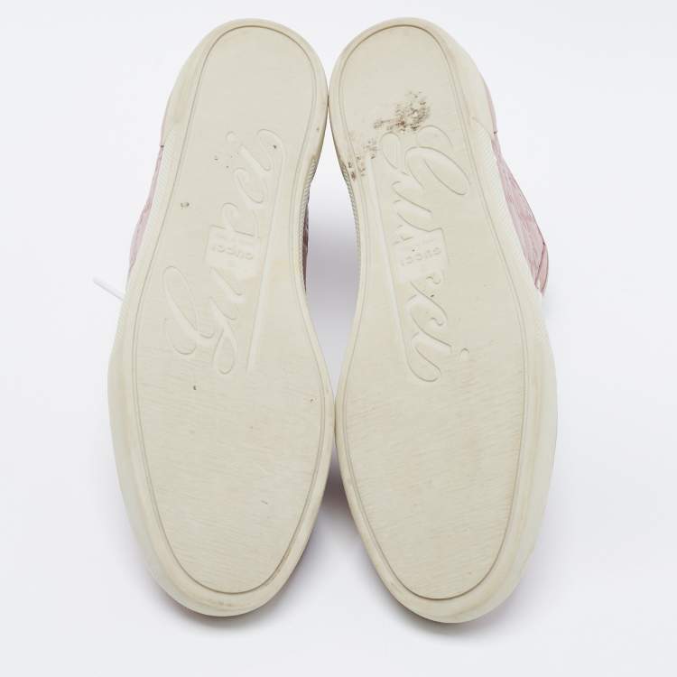ممل�وكة مسبقًا Gucci Pink Guccissima Leather Lace High Top Sneakers Size 37
