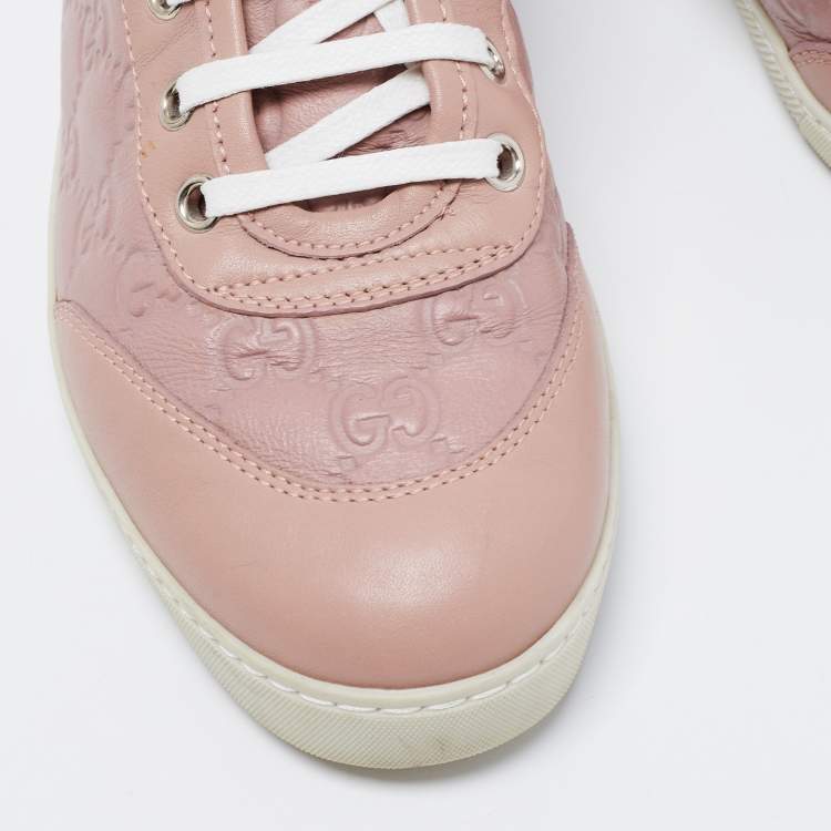 مملوكة مسبقًا Gucci Pink Guccissima Leather Lace High Top Sneakers Size 37