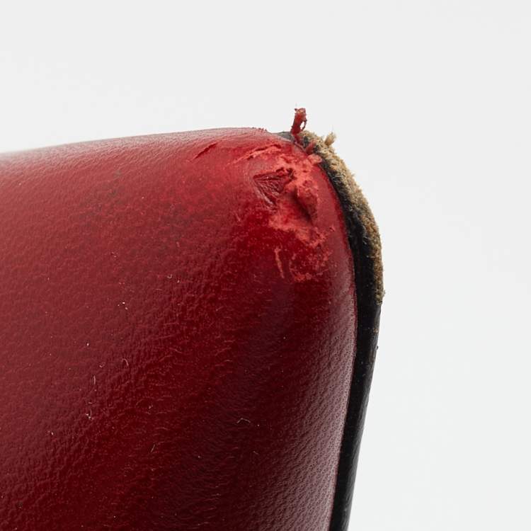 Pre Owned Gucci Red Leather Sylvie Web Strap Bamboo Heel Unia Pumps Size 39