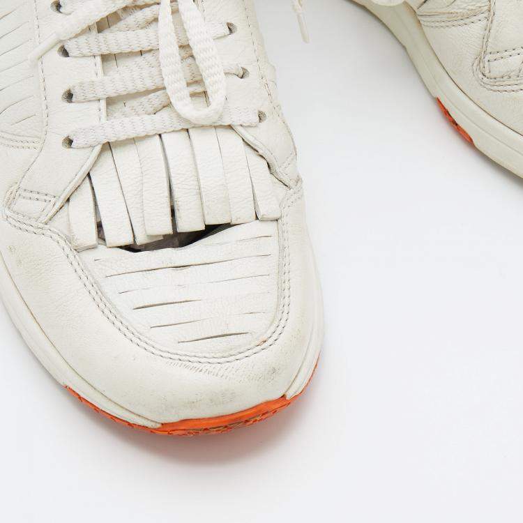 Pre Owned Gucci White Leather Tassel Low Top Sneakers Size 36.5