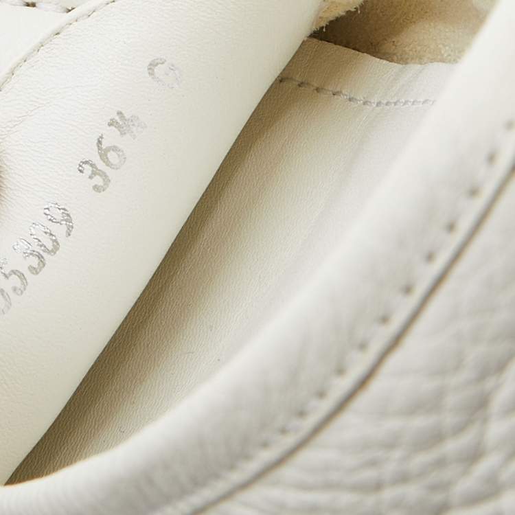 Pre Owned Gucci White Leather Web Horsebit Slip On Loafers Size 36.5
