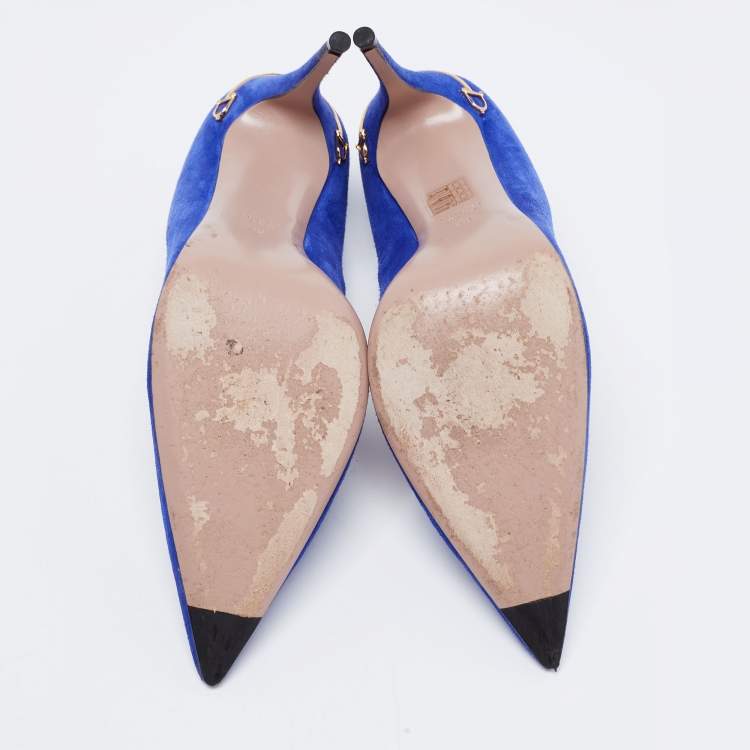 مملوكة مسبقًا Gucci Blue Suede Pointed Toe Pumps Size 40