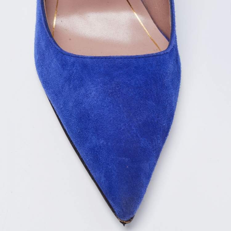 مملوكة مسبقًا Gucci Blue Suede Pointed Toe Pumps Size 40