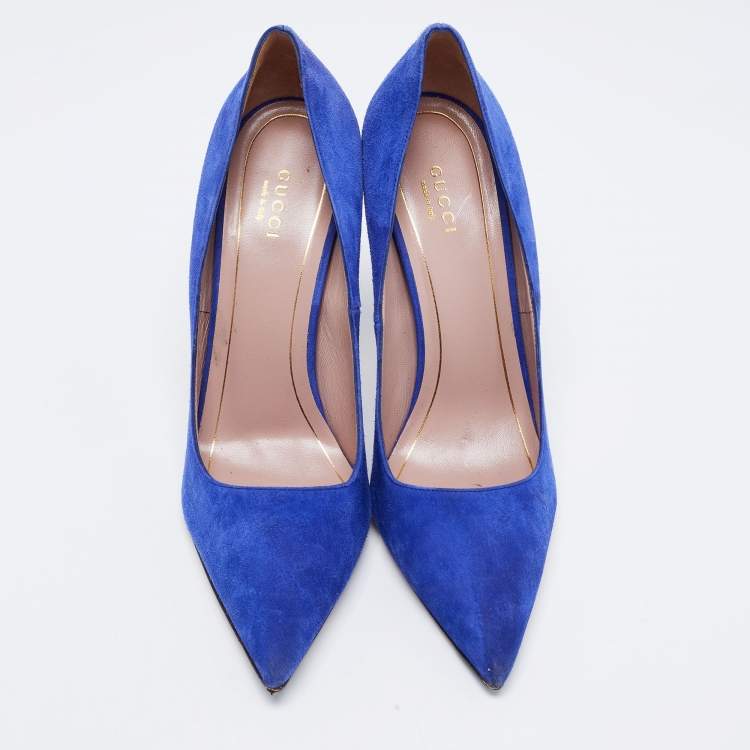 مملوكة مسبقًا Gucci Blue Suede Pointed Toe Pumps Size 40