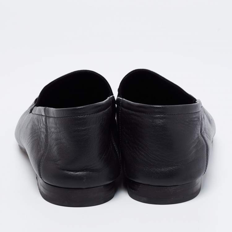 مملوكة مسبقًا Gucci Black Leather Jordaan Horsebit Slip On Loafers Size 44