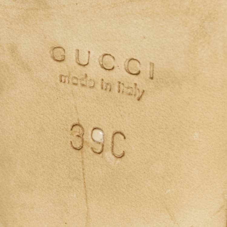 Pre Owned Gucci Metallic Bronze Leather Knot Peep Toe Pumps Size 39