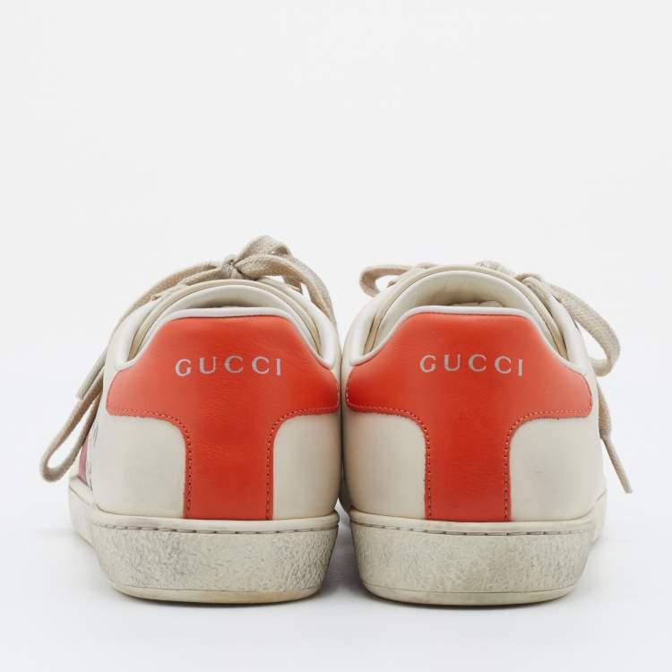 Pre Owned Gucci x Disney Ivory Leather Ace Mickey Mouse Low Top Sneakers Size 37.5