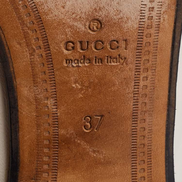Pre Owned Gucci Cream Leather Brixton Collapsible Loafers Size 37