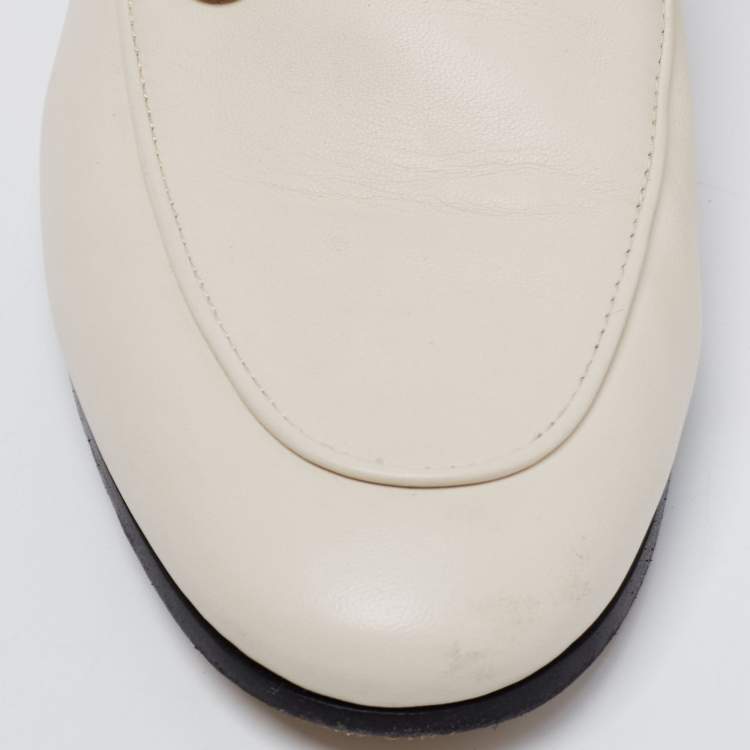 Pre Owned Gucci Cream Leather Brixton Collapsible Loafers Size 37