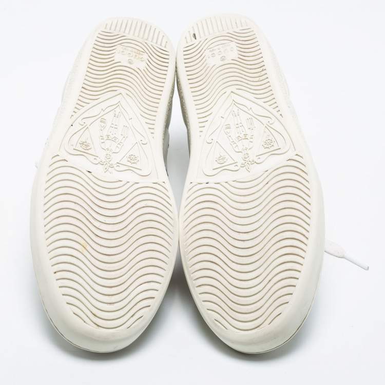 Pre Owned Gucci Off White Leather Ace Bee And Stars Embroidered Low Top Sneakers Size 39