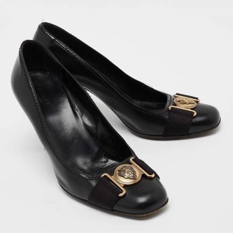 Pre Owned Gucci Black Leather Hysteria  Pumps Size 40