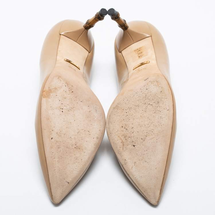 Pre Owned Gucci Beige Leather Kristen Pumps Size 38.5
