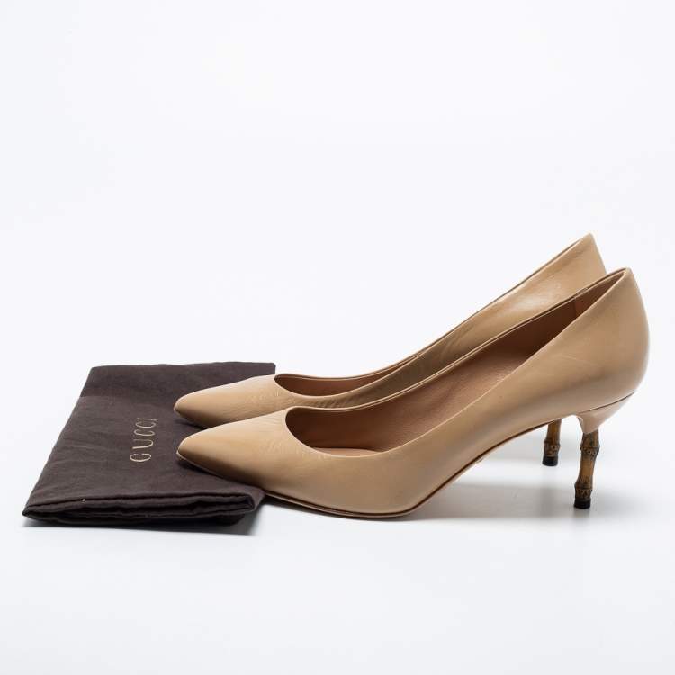 Pre Owned Gucci Beige Leather Kristen Pumps Size 38.5